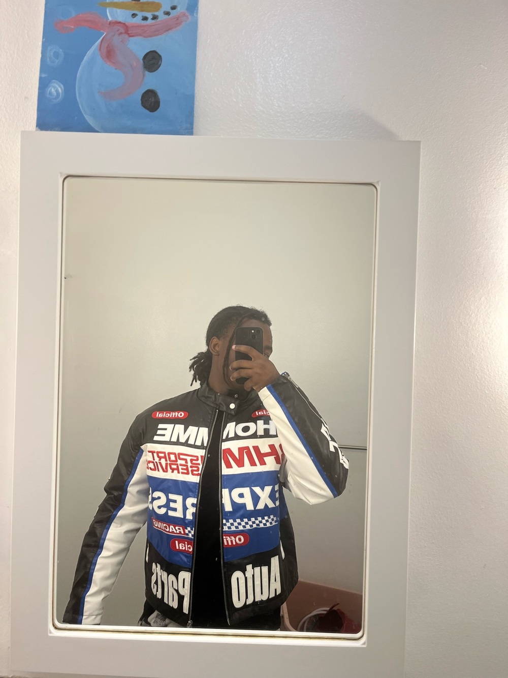 Boohoo Black, White & Blue Racing Graphic Jacket